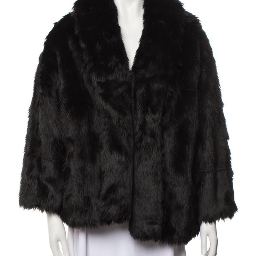 Alice + Olivia Black Faux Fur Jacket